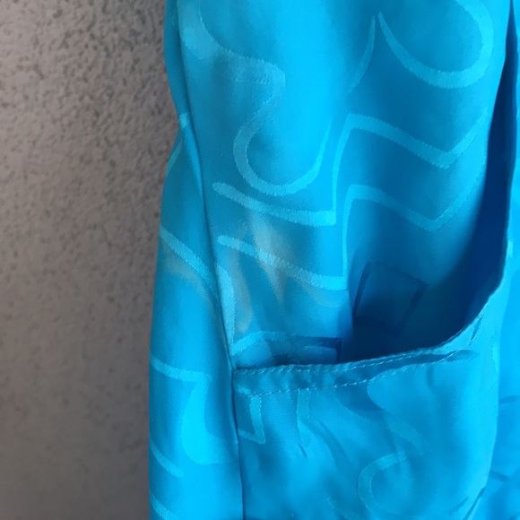 Woman’s Size 6 Vintage 80’s Silk Turquoise Dolman Sleeves Dress - Picture 6 of 12